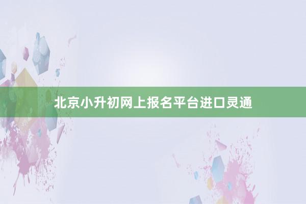 北京小升初网上报名平台进口灵通